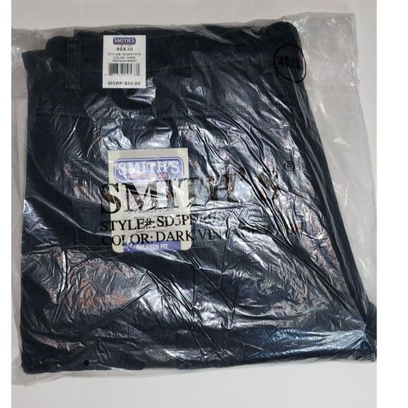 NWT Smith's Workwear Stretch Fleece Lined Dark Blue Denim Jeans Size 40 x 30 - Picture 4 of 7